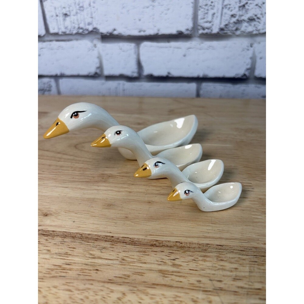 Goose Measuring Spoons Set Of 4 Duck Geese Ceramic Vintage